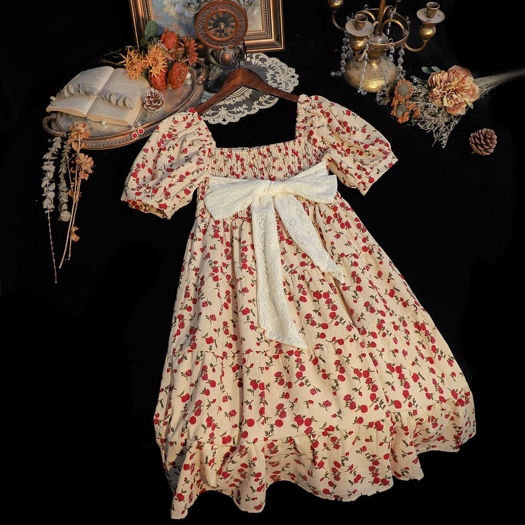 Đầm Hoa Công Chúa Thắt Nơ Eo Cho Nữ