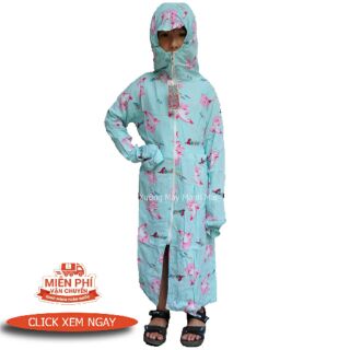 Áo chống nắng toàn thân 2 lớp cho bé gái vải Lanh lụa