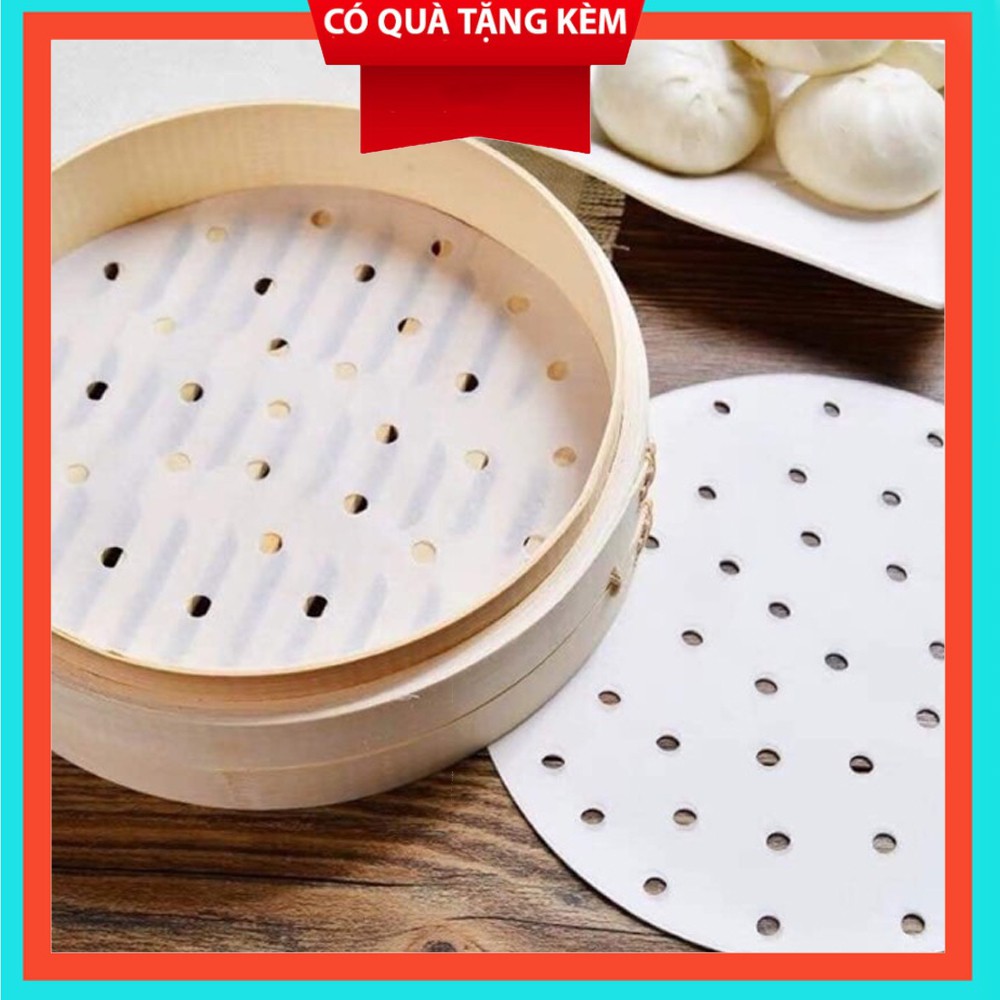 Tập 100 giấy nến tròn đục lỗ cắt sẵn lót nồi chiên không dầu, nồi hấp bánh(đủ size)