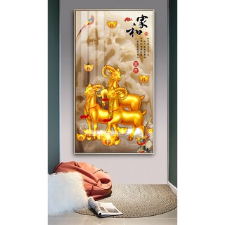 Tranh treo tường Phong thủy 3 con dê vàng bóng kiếng hoặc vải canvas 20171026082631992