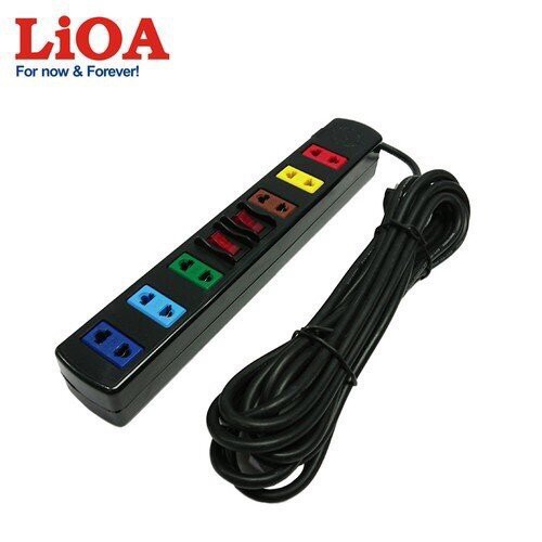 Ổ cắm LIOA 6 ổ + 2 công tắc 6S3 &amp; 6S5 - bảo vệ quá tải bằng CB.