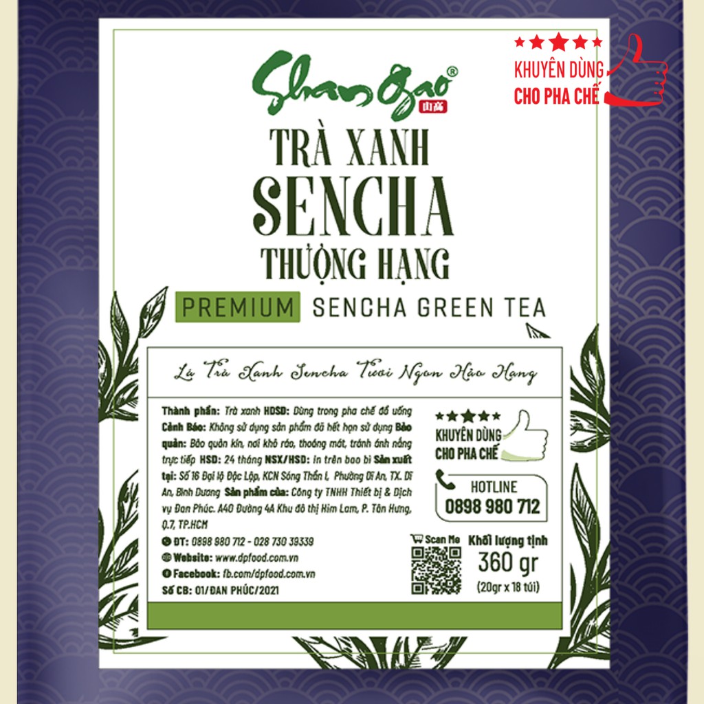 Trà Xanh Sencha Thượng Hạng SHANGAO 360G chuyên dùng pha chế trà sữa, trà trái cây, sản xuất theo công nghệ Đài Loan