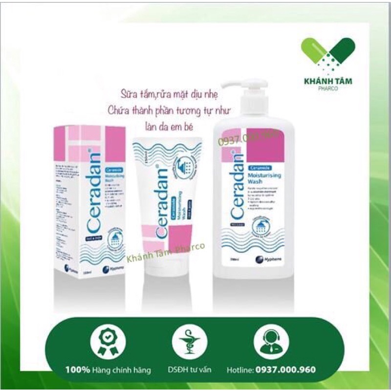 Sữa tắm và rửa mặt Ceradan Wash
