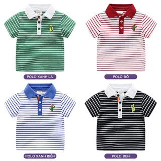 Áo POLO bé trai WELLKIDS áo thun có cổ cho bé thêu hình xương rồng hàng xuất Âu Mỹ