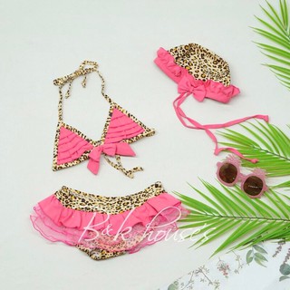 Đồ bơi bikini bé gái + nón hình beo