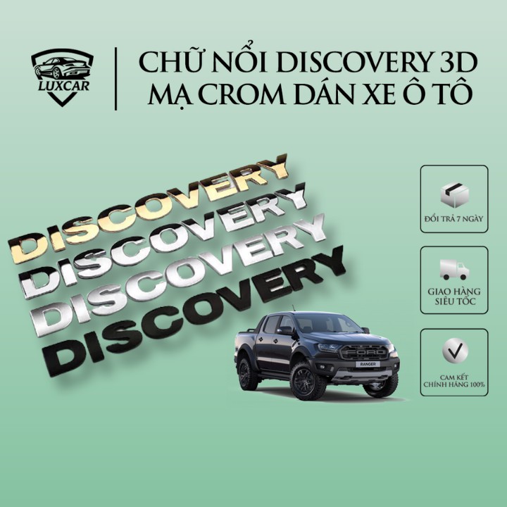 Chữ Nổi Discovery 3D LUXCAR Mạ Crom Dán Lắp Capo Ô TÔ