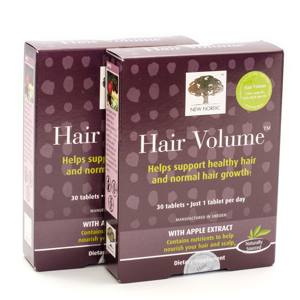 Hair Volume New Nordic chăm sóc tóc chắc khỏe, mọc tóc nhanh, ngăn ngừa rụng tóc, Hộp 30 viên