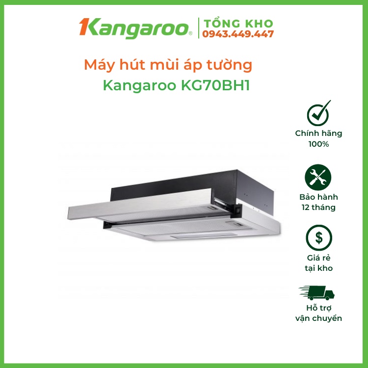 Máy hút mùi Kangaroo KG70BH1, thiết kế âm tủ, chiều ngang 70cm, bộ lọc than hoạt tính, BH 12 tháng