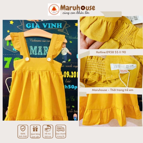 [Maruhouse]VÁY ĐẦM ZARA LINEN TAY CÁNH TIÊN ĐÍNH NÚT 2 VAI CỰC XINH_XUẤT DƯ XỊN CHO BÉ GÁI