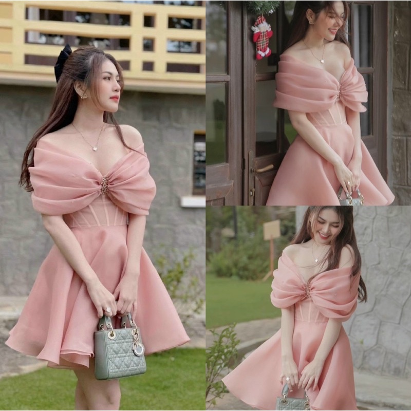 MS1291V ĐẦM XOÈ TRỄ VAI KẾT FULL SIZE S/M/L/XL