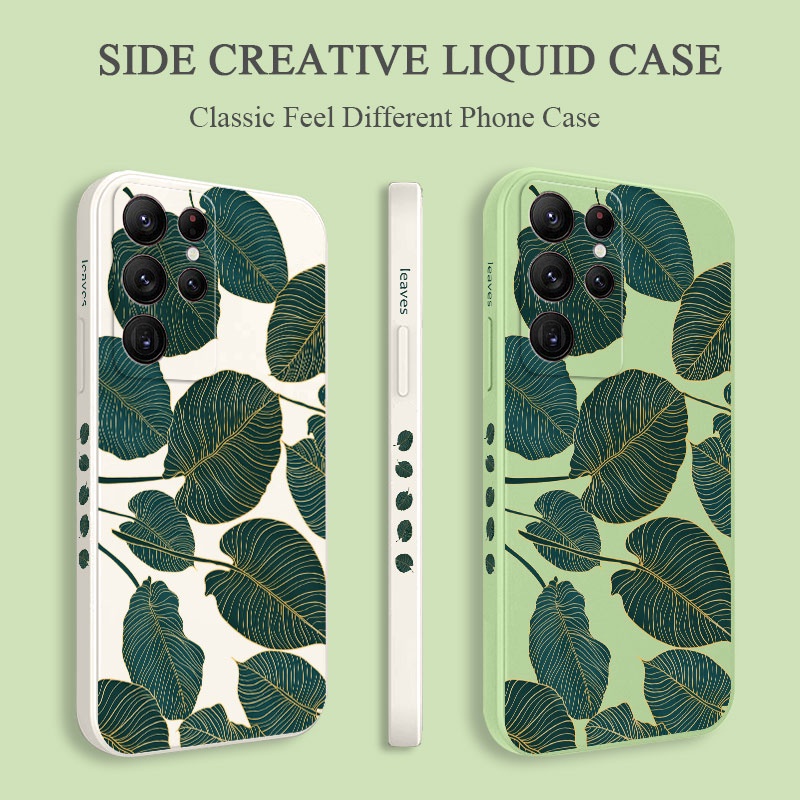 Bao Da Dập Nổi Họa Tiết Lá Cây Cho samsung galaxy s23 s22 fe ultra plus Ốp