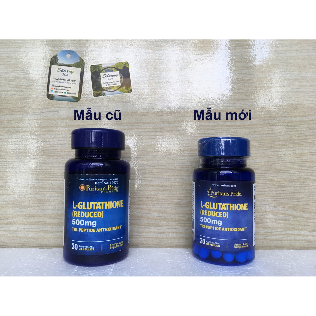 L- Glutathione 500mg Puritan's Pride - Viên Uống Hỗ Trợ Làm Trắng Da, Giảm Nám - 30 Viên