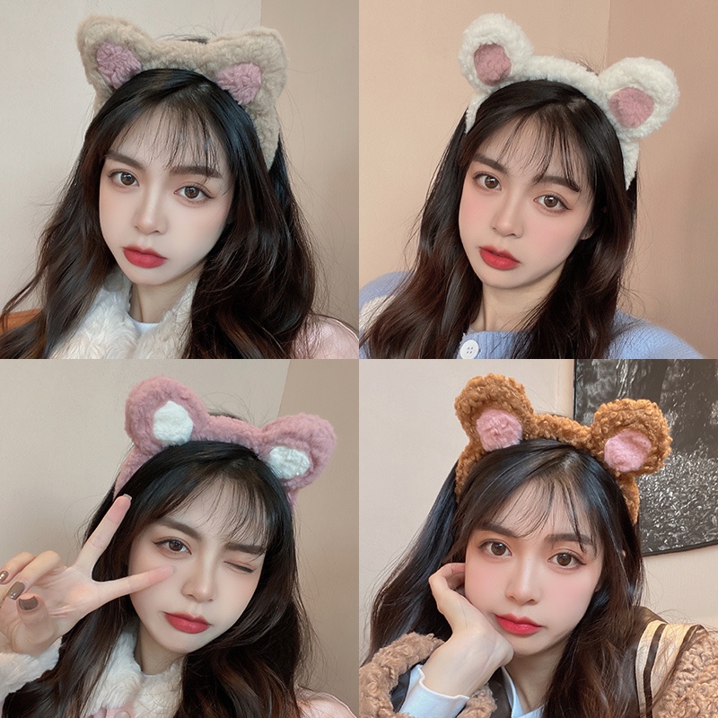 Băng đô cài tóc hình tai mèo bằng nhung phong cách Hàn Quốc thời trang cho nữ 2021