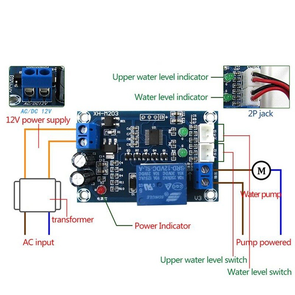 Công Tắc Điều Khiển Mực Nước Tự Động Ac / Dc 10a Mini Xh-M203