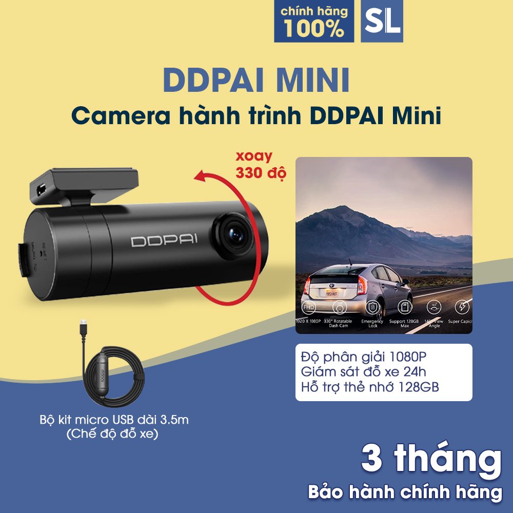 [Phiên bản quốc tế] Công cụ giám sát đỗ xe Chuyển động độ nét cao 1080P Youpin DDPai Mini Dash Cam Drive Recorder