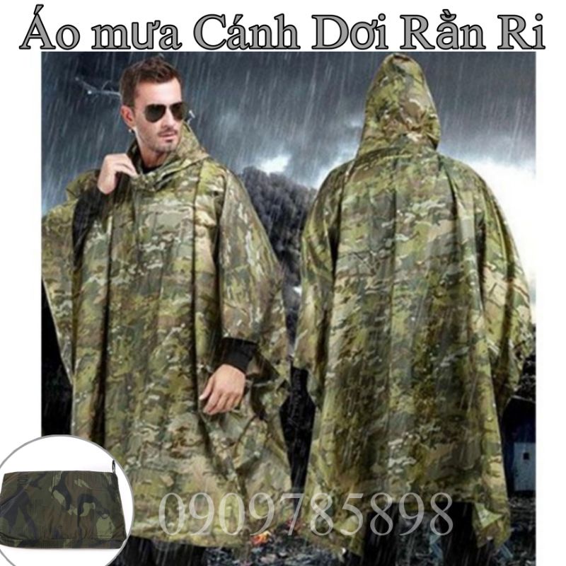 Áo mưa rằn ri Bít và Cánh dơi, vải dù chống thấm cao cấp loại 1. 1,4m