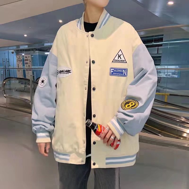 Áo Khoác bomber Tay Dài Dáng Rộng In Chữ Phong Cách Nhật Bản Thời Trang Mùa Đông Cho Nam Size S-3XL