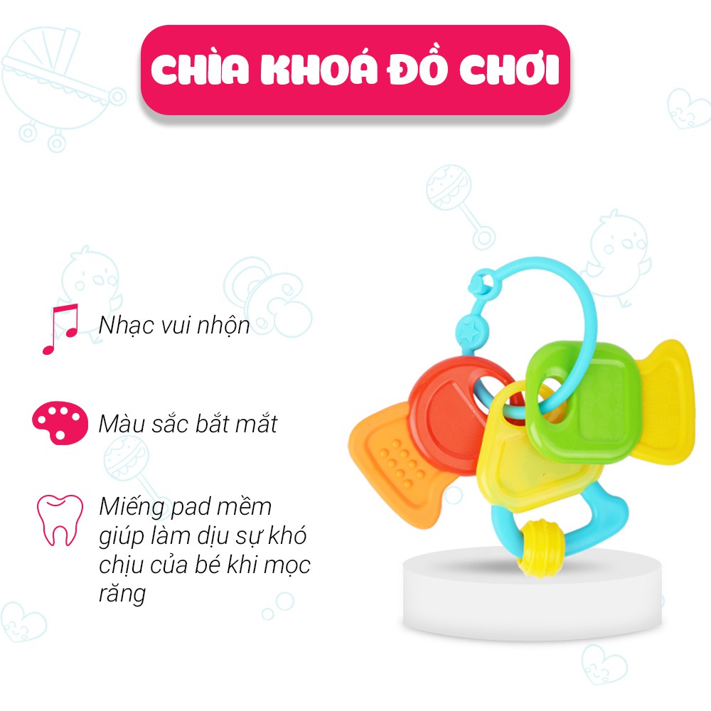 Set 3 món đồ chơi công nghệ điện thoại, Ipad kèm chìa khóa gặm nướu Winfun 3024