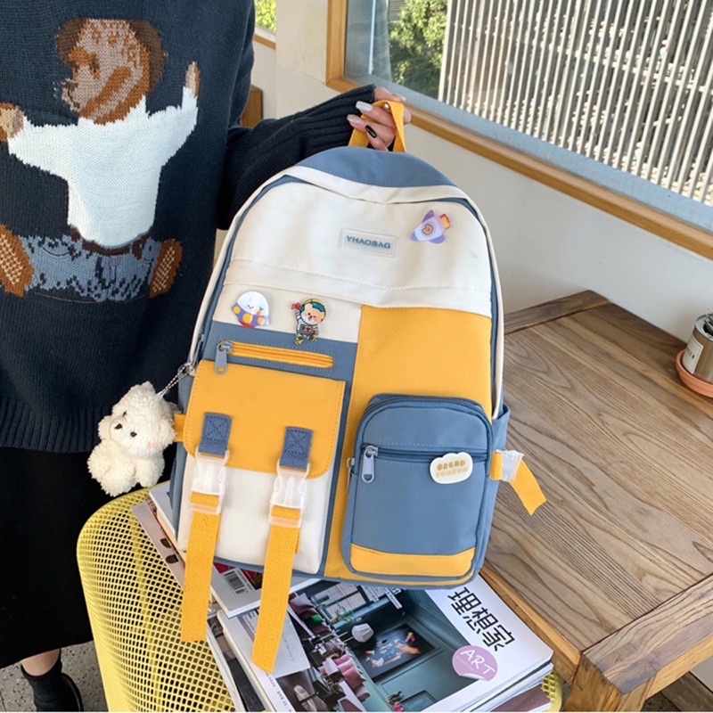 Balo ulzzang nam nữ đi học chống thấm phối màu BAG U AJO25