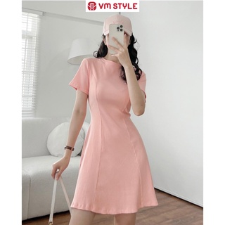 Đầm thun nữ ngắn VM Shop tay cộc dáng xòe 20252 đi học đi chơi thời trang ulzzang Hàn Quốc VDT00003