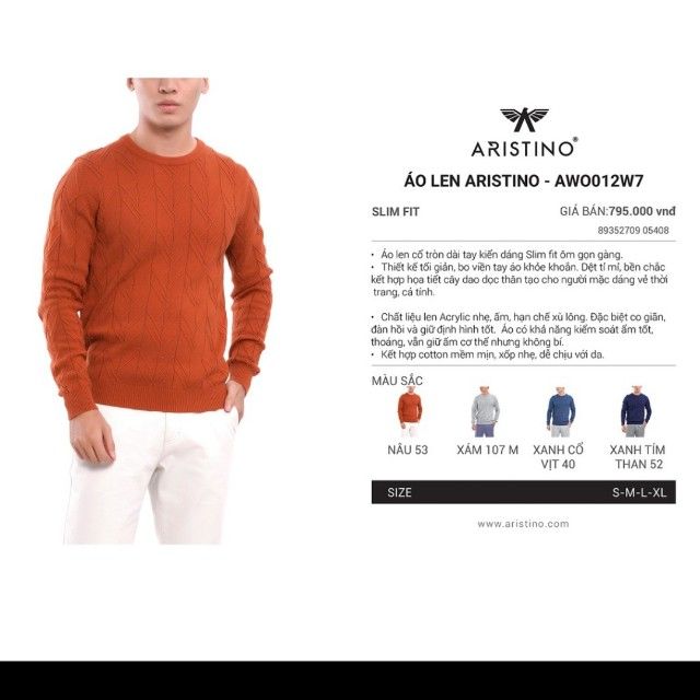 áo len ARISTINO 795k còn 530k