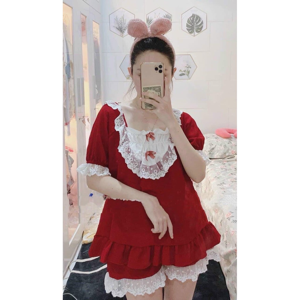 Bộ Mặc Nhà Nữ Dáng Tiểu Thư Dễ Thương, Chất Thun Cotton Mịn, [Ảnh Thật]   [FREESHIP] | BigBuy360 - bigbuy360.vn