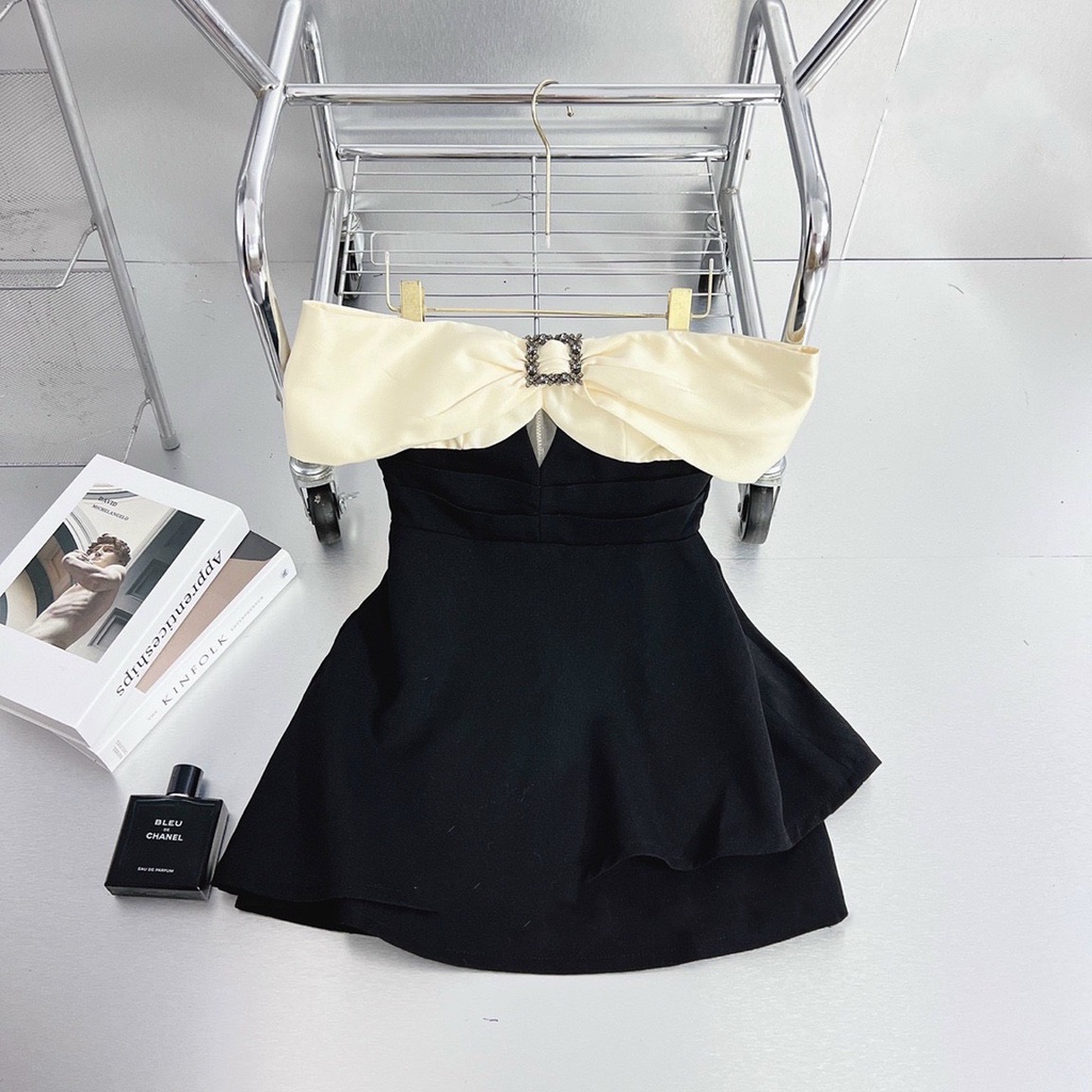Váy tapta đen phối nơ