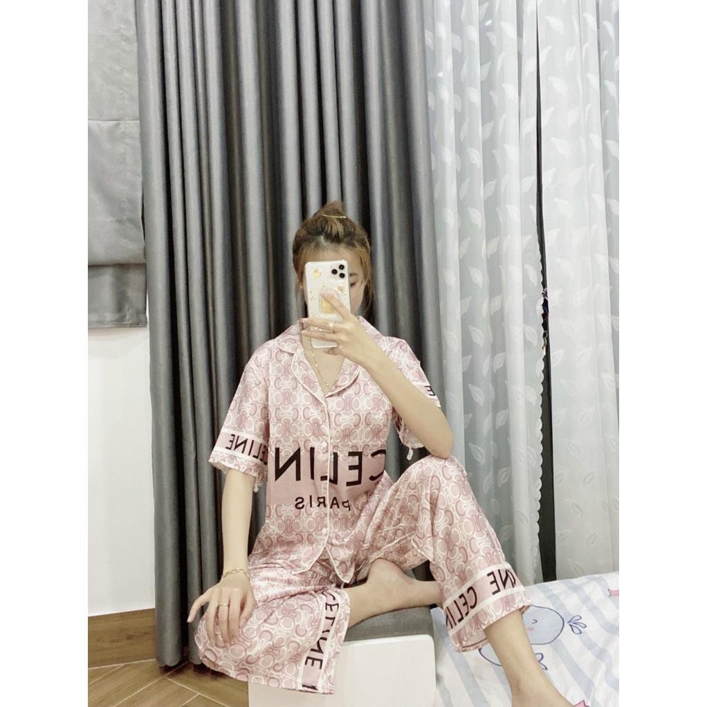 Pijama Lụa SATIN những mẫu hottren 2021 nhà SAM Tay ngắn quần dài Form dưới 60 kí * *