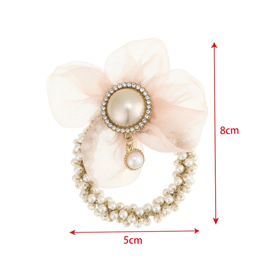 Dây buộc tóc bằng vải lưới co giãn đính hoa ngọc trai nhân tạo thời trang hàn quốc cho nữ