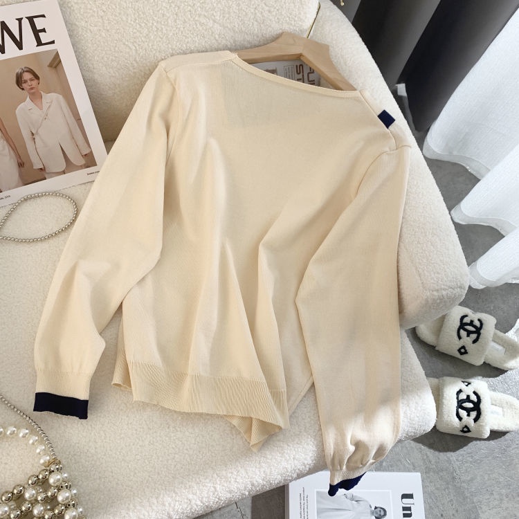 Áo sweater Màu Sắc Tương Phản Phong Cách Hàn Quốc Cho Nữ