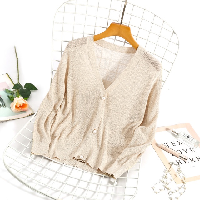 Áo cadigan len nhũ mỏng khuy ngọc, ảnh thật cuối | BigBuy360 - bigbuy360.vn