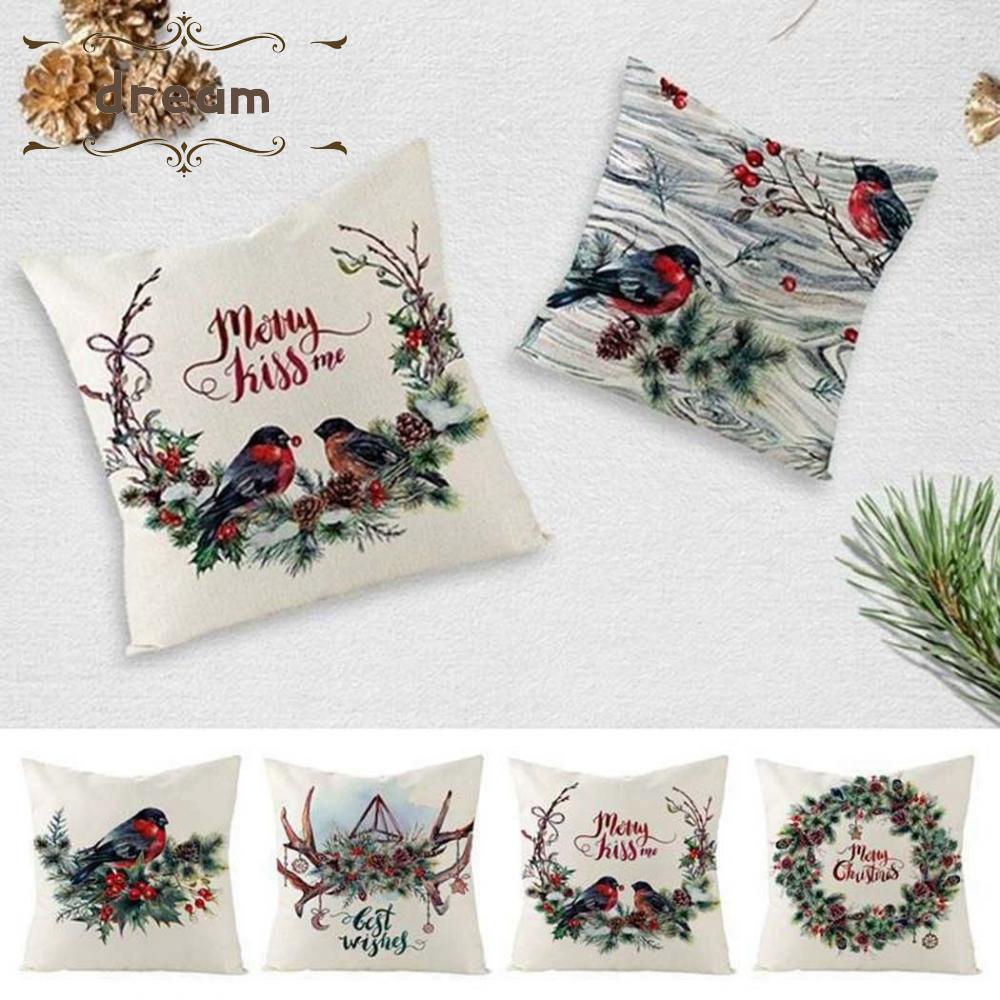 【DREAMLIFE】18 Christmas Cushion Cover Pillow Case Cotton Linen Xmas Sofa Throw Decor - New