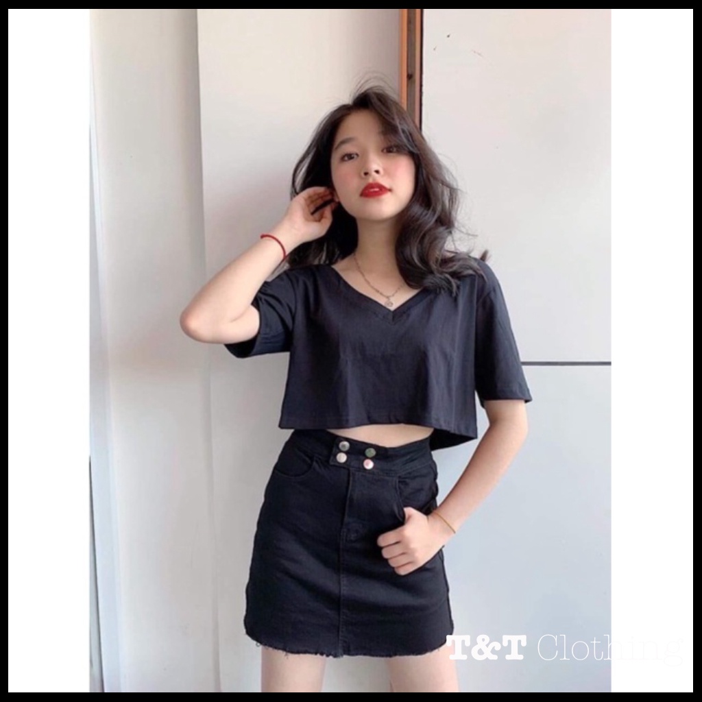 ÁO CROPTOP CỔ TIM | Áo thun nữ basic formal - AK0025 | 23tshop