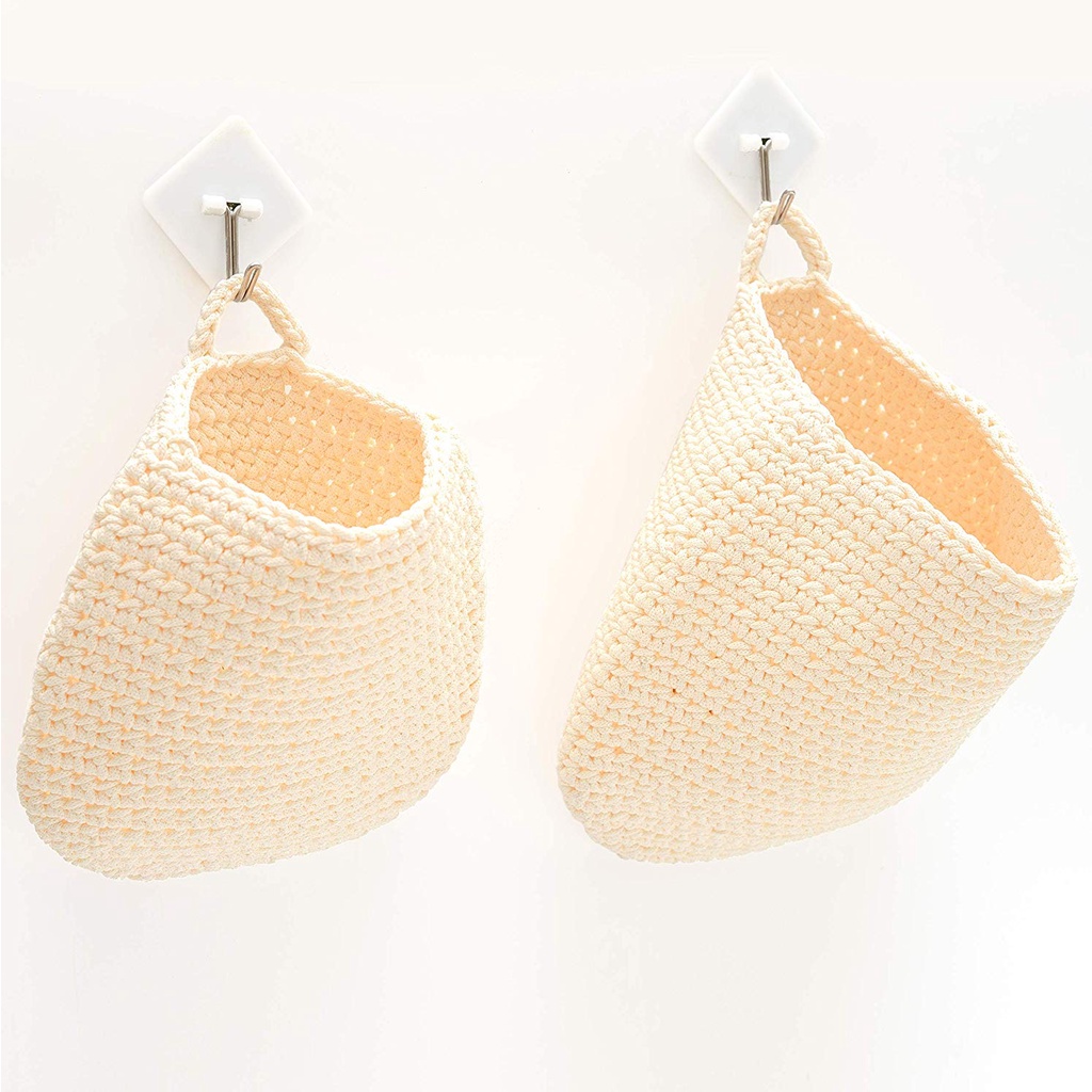 Bộ đôi túi đựng đồ treo tường đan móc thủ công