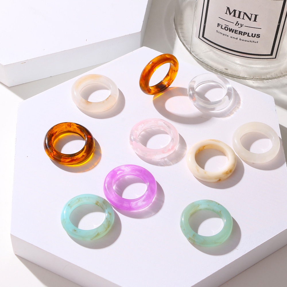 Nhẫn Acrylic Trong Suốt Họa Tiết Hình Học Phong Cách Hàn Quốc Cổ Điển Thời Trang Cho Nữ