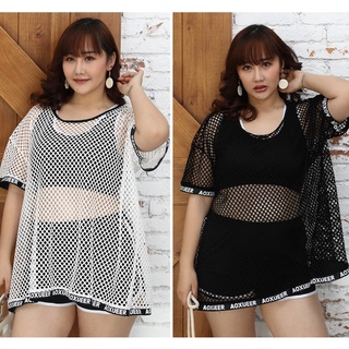 Đồ Bơi Nữ Hai Mảnh Bigsize Kèm Áo Lưới AT198 ShopMaySG Cho Cân Nặng 60Kg-80Kg