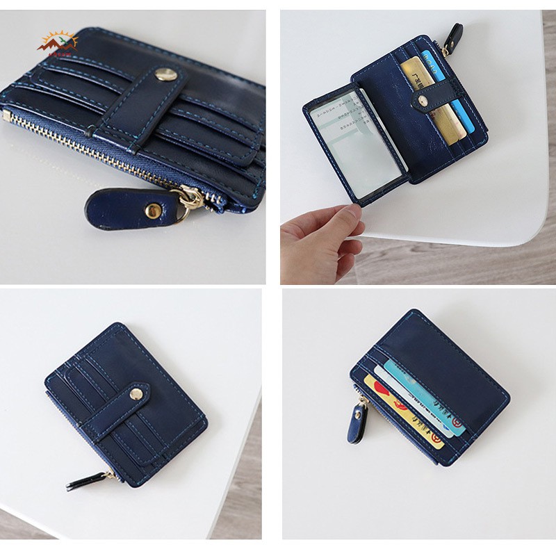 Ví da PU ngắn phối khóa kéo thời trang cho nữ
