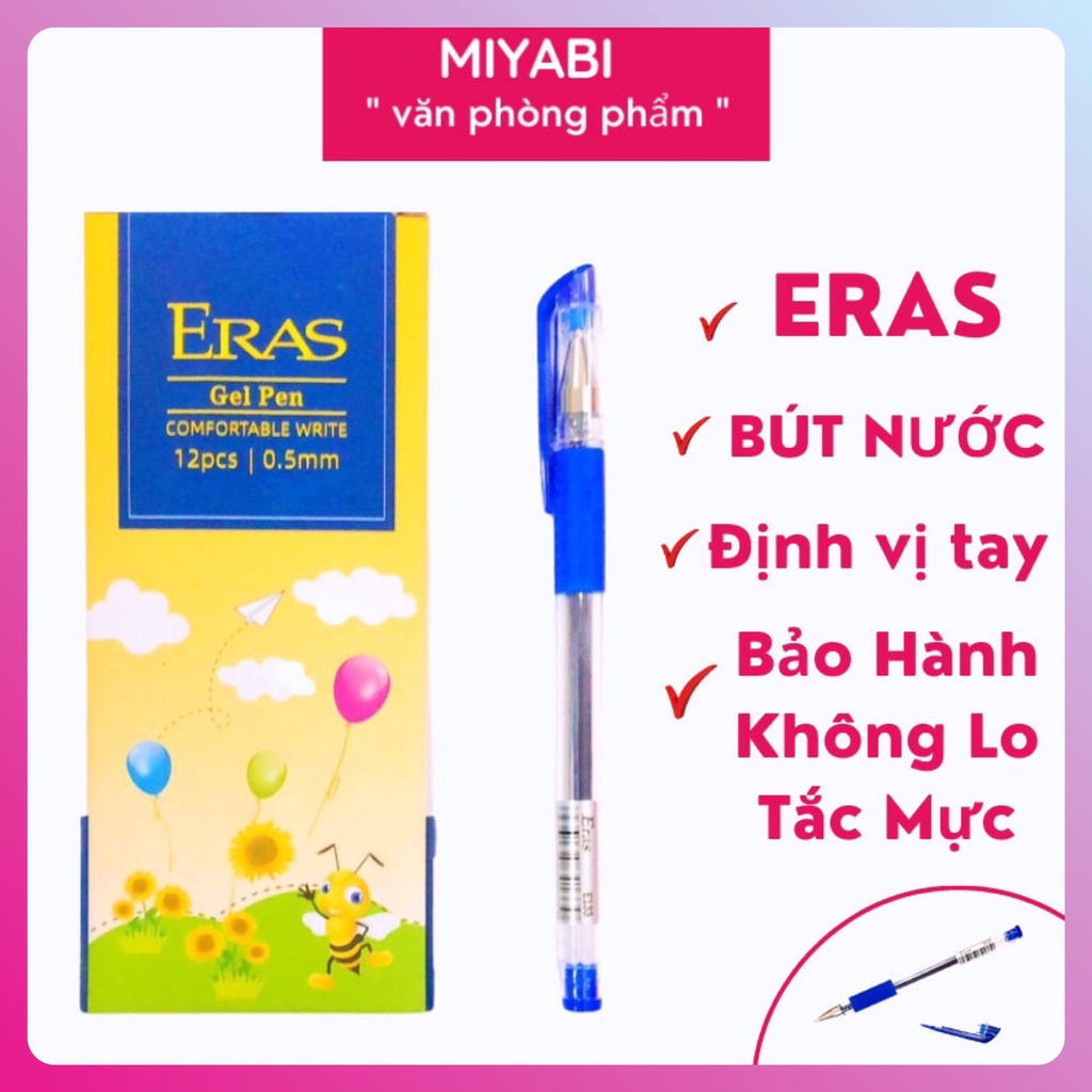 Bút bi nước xanh ,đen ,đỏ Eras ngòi 0.5mm – bút mực gel đen cao cấp văn phòng phẩm - Miyabi Store