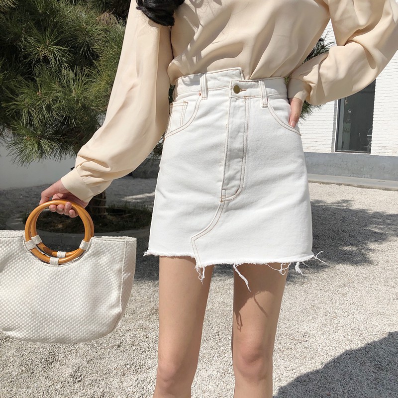 chân váy ulzzang chân váy nữ đẹp chan váy bò jean jeans chữ A kiểu dáng hàn quốc | BigBuy360 - bigbuy360.vn