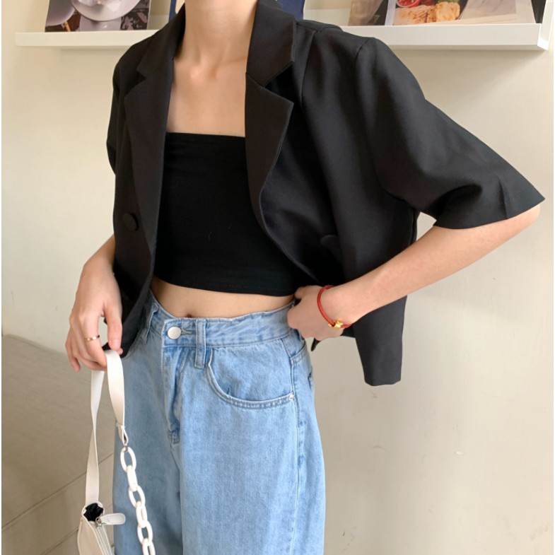 [Mã SKAMCLU7 giảm 10% tối đa 50K đơn 0Đ] Blazer Cộc Tay Dáng Ngắn Có Kèm Áo Croptop | BigBuy360 - bigbuy360.vn