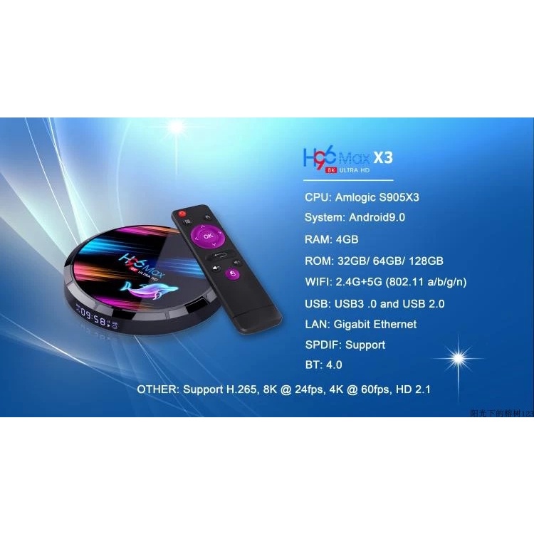 H96 MAX X3 Smart TV Box Amlogic S905X3 HD 8K 4 + 32GB 2.4G & 5G Wifi BT Media Playe Andriod TV Set Top Box 5.0