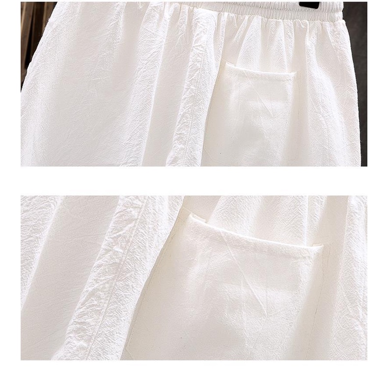Quần Short Cotton Lanh Màu Trắng Trơn Dáng Rộng Thời Trang Mùa Hè Cho Nam