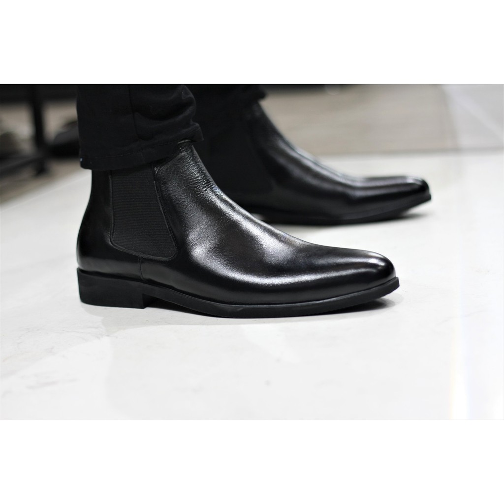 [Giày da chống nhăn][Tặng tất khử mùi] Giày Chelsea Boot tăng chiều cao gần 5cm