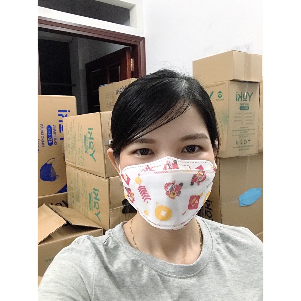 {Phiên bản giới hạn đa sắc màu} Khẩu trang 4D YOKI kháng khuẩn mẫu mới 1 bịch/6 cái
