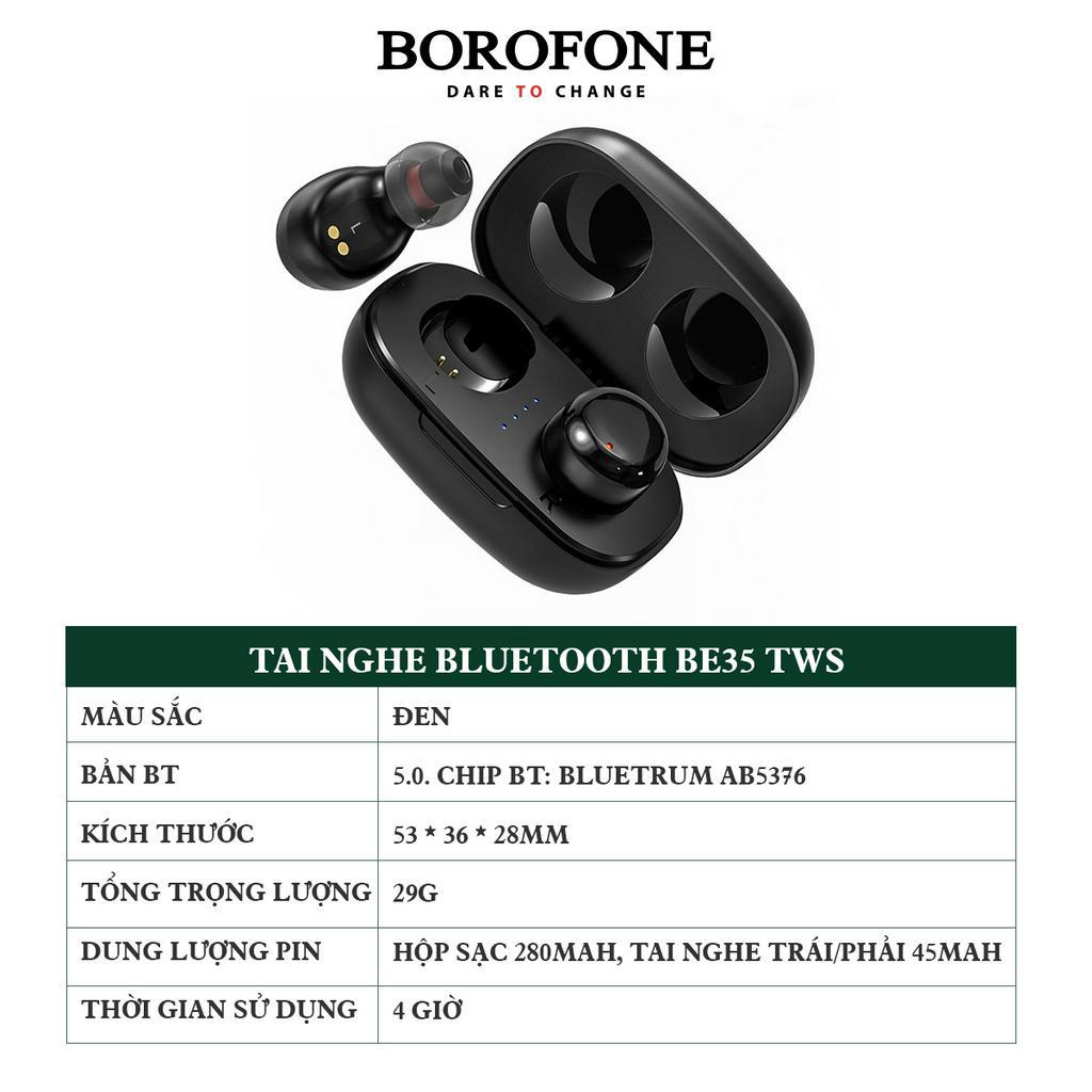 Tai nghe bluetooth nhét tai BOROFONE kết nối không dây với điện thoại,âm bass mạnh chống ồn tốt có mic đàm thoại pin 4h.