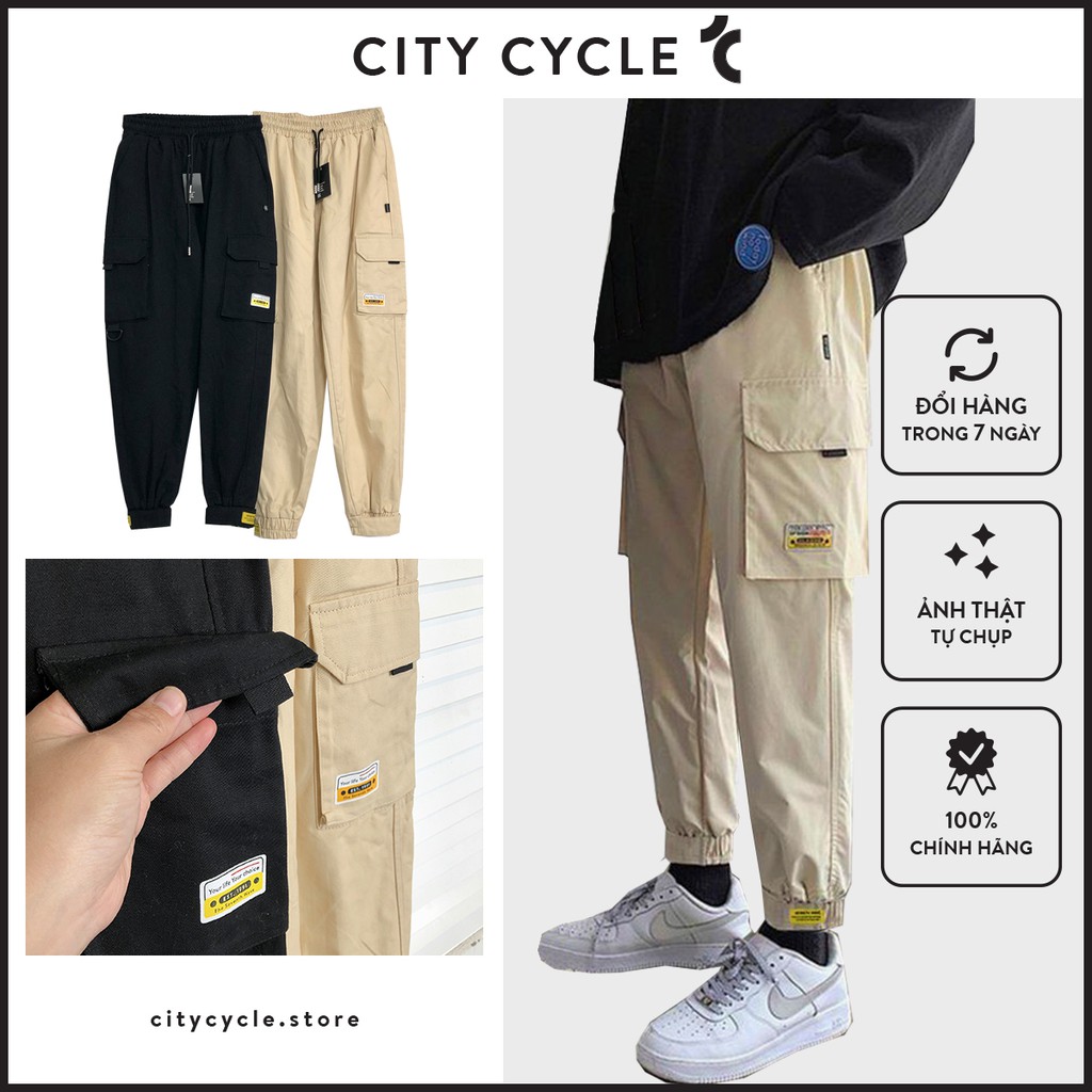 Quần Jogger kaki dán gấu City Cycle - Quần dài kaki nam nữ Unisex ống côn Local Brand