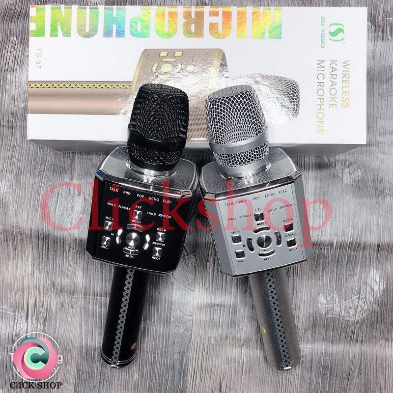 Micro Karaoke Bluetooth Không Dây, Mic Karaoke YS91 YS92 YS95 YS97 YS98 Có Loa Bass treble Chất Thu Giọng Hát Nhẹ Âm To