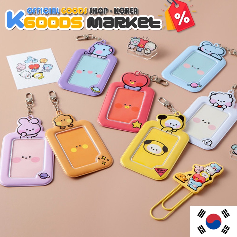 Thẻ ảnh hình nhóm nhạc BTS BT21 hoạt hình Minini chính thức có móc khóa