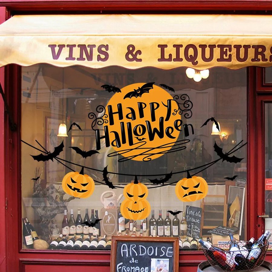 Decal 2 mặt Halloween Lala hít tĩnh điện 3D trang trí mùa halloween không cần keo dán dễ dàng tháo dán không dơ kính