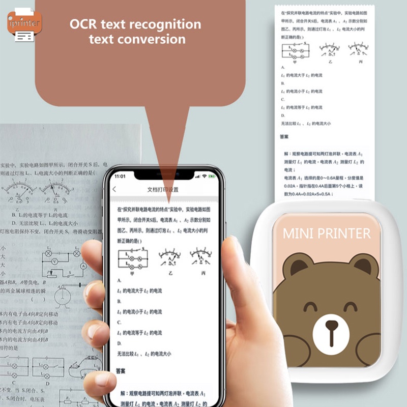 ✨Kho Sẵn Sàng✨Máy In Nhãn Mini Bỏ Túi In Hình Chú Mèo Dễ Thương